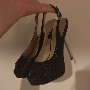 Elegant Black Peep-Toe Heels